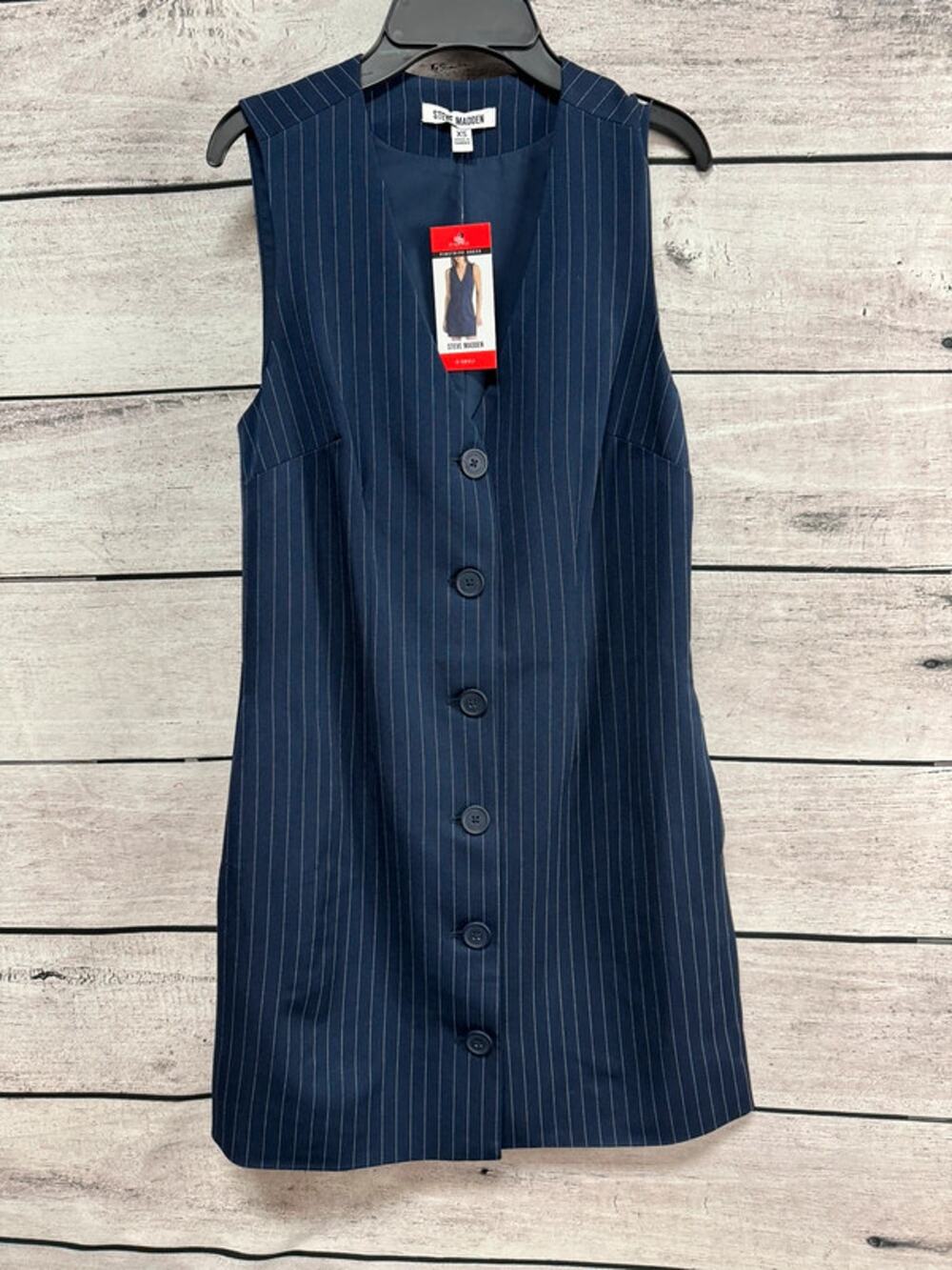 NWT Ladies Steve Madden Navy Pinstripe Dress - XS